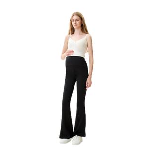 LYAQIUZHOU High Waist Yoga Pants, Maternity Bootcut Leggings, Cotton Blend Spandex, Black Gray Light Gray, S-XXL, (US, Alpha, Medium, Plus, Tall, Black)