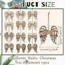 Sotiff 12 Pcs Christmas Wood Ornaments 3.9 x 3.74 in Angel Tree Decor Christmas Farmhouse Rustic Wing Ornaments with Bow Tree Hanging Decorations for Xmas Home Office Fireplace Mantel Winter Party