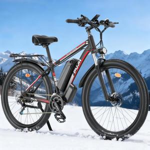 PUJH 1500W Motor Ebike for Adults 48V 17.5Ah 840Wh Fast Electric Bike for Men Women 34 MPH, Up to 80 Miles, 29*2.1" Tire Lockable Suspension Electric Bike for Snow Off-Road Commuter Mountain E-Bike PU1