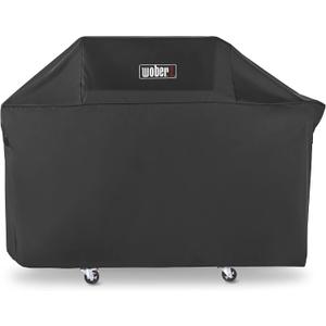 63-Inch Grill Cover for Weber Genesis 300, Heavy Duty BBQ Cover with Straps, Black, 63W x 25.6D x 43.4H inches