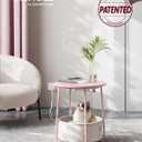 VASAGLE LILEA Collection - Side Table with Charging Station, Round End Table with Fabric Basket, Nightstand with USB Ports, for Living Room, Bedroom, Modern, Jelly Pink and Cream White ULET228R01, Without LED light