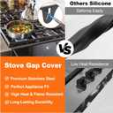 Stainless Steel Stove Gap Covers (2 Pack),Stove Gap Filler for Kitchen, Adjustable 13.8" to 27.5",Stove Gap Guards,Range Trim Kit,Heat Resistant and Easy Clean (Black)