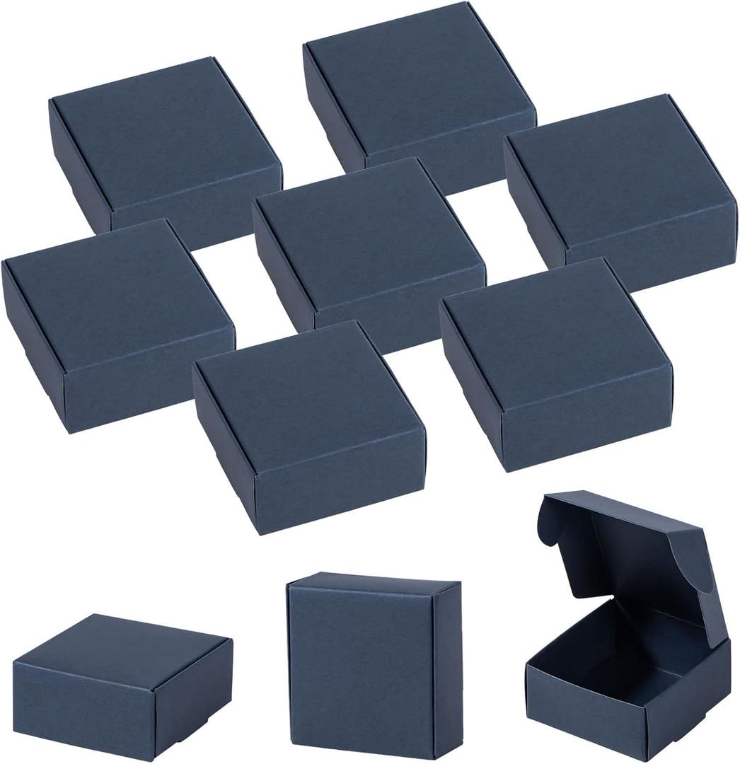 Sdootjewelry Mini Cardboard Boxes, 2.16  2.16  0.98 Mini Boxes, Jewelry Boxes Packaging 100 Packs, Navy Blue Kraft Boxes for Ring Earrings