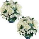 Artificial Hydrangea Bush 20 Inch Potted Faux Hydrangea Plant, UV Resistant Outdoor Hydrangea Artificial Plants for Front Porch, Garden, Patio & Indoor Decor