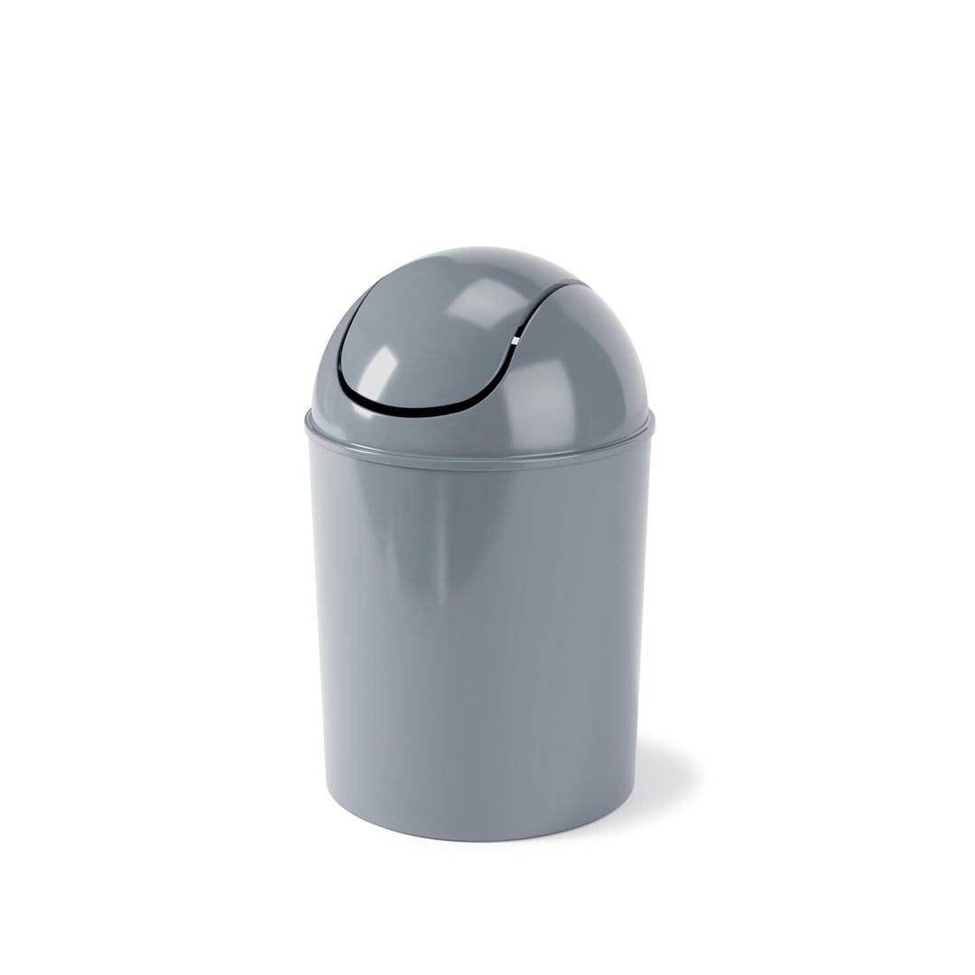 Umbra 1.25 Gallon Mini Waste Can with Removable Swing-Top Lid - Small Garbage Bin for Kitchen, Bathroom, Bedroom, Office - Compact Trash Can Fit Under Tables & Counters - Steel Blue