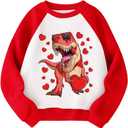 Kids Valentines Day Sweatshirts Boys Girls Valentine's ABC I LOVE U Heart Graphic Shirt Toddler Long Sleeve Outfit Tops (2T, 9-dinosaur-red)