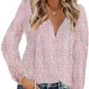 Women's Short Sleeve Casual Shirts Boho Floral Print V Neck Tops Loose Blouses (S)