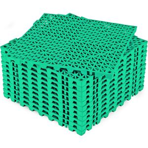 ToLanbbt Modular Interlocking Cushion 12P 11.8" x 11.8" Interlocking Rubber Floor Drain Holes Non-Slip Splicing Drainage Mats for Deck, Shower, Kitchen, Drain Pool, Sauna Bath, Indoor Outdoor (Green)
