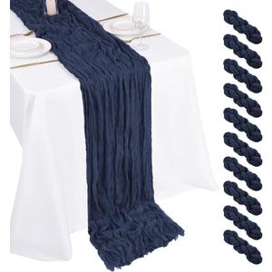 10 Pack Navy Blue Cheesecloth Table Runner 17x108 Inch Boho Gauze Cheese Cloth Table Runners for Wedding Party Baby Shower Birthday Home Decor
