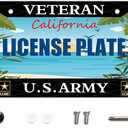Veteran US Army Design License Plate Frame Army Decorative Stainless Steel Car License Plate Cover for Men Women Boys Girls Fans 12 X 6 Inch