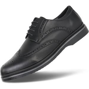 Hawkwell Men's Plus Size Wingtip Brogue Oxfords Dress Shoes US Size 17 (Black)
