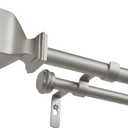 EXCLUSIVE HOME Napoleon Double Curtain Rod and Finial Set, Matte Silver, 36"-72"