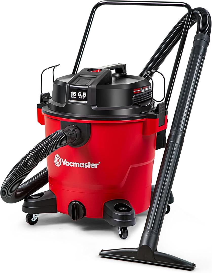 Vacmaster 16-Gallon 6.5 Peak HP Wet/Dry Vacuum VJH1612PF 1101, Red