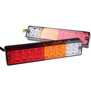 20-LED Truck Trailer Tail Light Turn Signal Reverse Brake Light, Stop Rear Flash Lamp,3W 12V Red-Amber-White Waterproof (Pack of 2)