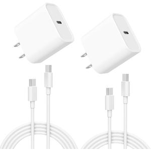 iPhone Charger, 2 Pack 20W USB C Fast Wall Charger Block with 2 Pack 6 FT USB-C to C Cable for iPhone 17 16 15 Plus/Pro/Pro Max/iPad Pro/Air/Mini, Galaxy, AirPods Pro