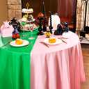 Ganeen 6 Pcs Witch Party Pink Green Tablecloths Disposable 84 Inch Plastic Round Table Cover Witch Princess Party Waterproof Table Cloths for Halloween Bachelorette Baby Shower Birthday Decorations