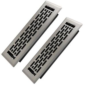 Howeall 2x10 Inches 2 Pack Heavy Duty Walkable Floor Register - Easy Adjust Air Supply Lever Decorative Floor Vent Covers - Boston Design Vent Covers for Home - Satin Nickel
