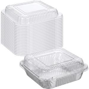 20 Pcs Plastic Clear Lids for 8x8 Aluminum Foil Pans, 1 Inch Height Disposable Dome Lids Only, Airtight Cover for Half Size Steam Table Pans, Catering, Baking, Food Storage