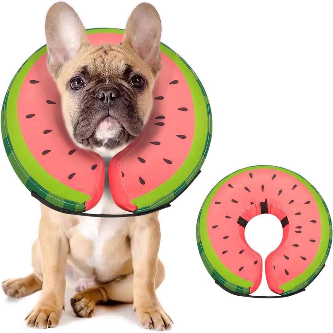 MIDOG Soft Inflatable Dog Cone, Donut E-Collar Alternative for After Surgery, Prevents Licking, Allowing Normal Eating & Vision, Comfortable Recovery Collar for Dogs & Cats, Red-Medium
