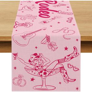 Last Rodeo Bachelorette Party Decorations Western Cowgirl Table Runner Disco Western Lets Go Girls Bach Bridal Shower Home Kitchen Island Decor (13" x 72")