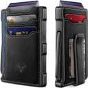 BULLIANT Men Wallet-Slim Money Clip Wallet Metal Card Case With Pop up Access 9 Cards RFID Blocking Pocket Fit (Black8141)