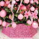 XmasExp Christmas Tree Collar, 33.5 inch Sequin Tree Skirt Stand Base Cover for Home Decor, Large Size 6 Piece Rose Pink