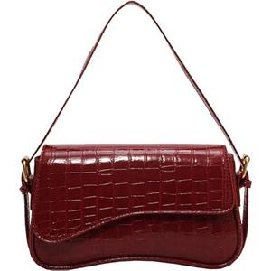 Women's Small Shoulder Bag Clutch Y2KPurse Handbag PU Leather Tote Bag with 2 Removable Straps and Zipper Closure Crossbody Bags (Crocodile red)