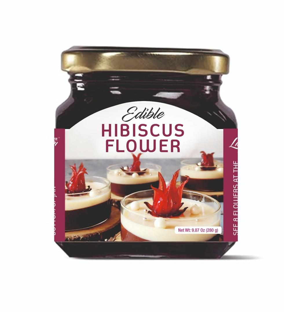 Lunn Hibiscus Flower in Syrup Jar with Cap 280 gm, Best By: DEC 2026