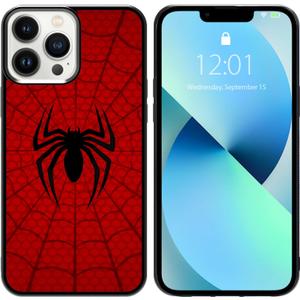 Spider Case Compatibble with iPhone 13 Pro Max - Shockproof Protective Cute Cool Spider-Web Phone Case Designed for iPhone 13 Pro Max 6.7 Inch Case for Man Girls Women Boy Black Red(6.7 in,13 Pro Max)