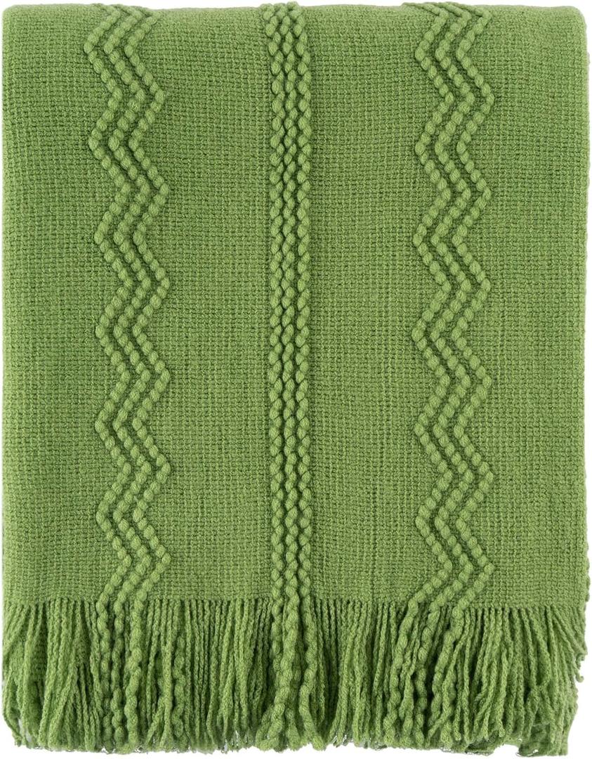 BATTILO HOME Moss Green Throw Blanket for Couch, Spring Decorative Green Blankets for Sofa, Spring Throw Blanket, 50"x60", Green 