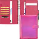 Toplive A5 Notebook Binder Refillable Binder, PU Leather Planner Organizer Cover with Magnetic Closure for A5 Filler Loose Leaf Paper, Laser Rose Red