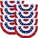 8 Pack 1.5 X 3 FT American Bunting Flag 4th of July Decorations, USA Pleated Fan Flag Fourth of July Patriotic Half Fan Banner 100% Polyester Fourth of July Independence Day Outdoor Decor Memorial Day