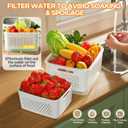 5-Pack Fruit Storage Containers for Fridge with Removable Colanders, 4 in 1 Produce Storage Containers with Lids, Leakproof Fridge Organizer Bins for Salad Berry Lettuce Vegetables Meat Keeper Fresh