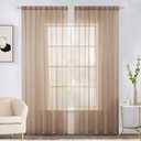 MIULEE 2 Panels Solid Color Sheer Window Curtains Elegant Window Voile Panels/Drapes/Treatment for Bedroom Living Room (54X108 Inches Brown)