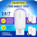 2 Flying Insect Traps & 2 Cartridges - Compatible with M364A Refill - Plug in Fruit Fly Trap for Indoor - Bug Catcher for Gnats, House & Fruit Flies - Use in Any Room (2 Device & 2 Cartridges)