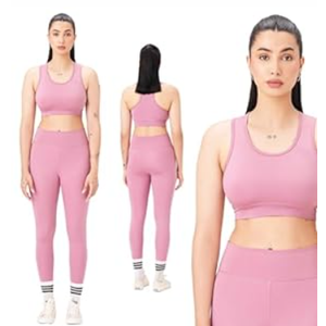 2 piece workout sets for women - High Waisted Leggings & Sports Bra Womens 2 piece workout set for Yoga, Gym (Medium, Dusty Pink)