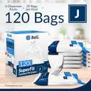 Reli. SuperFit Code J (120 Count) | Compatible with Simplehuman Code J | Dispenser Pack Custom Fit Liners | Drawstring Trash Bags | 30-45 Liter / 8-12 Gallon | White