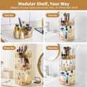 360 Rotating Makeup Organizer, Upgraded 3 Tier Skincare Perfume Organizers for Women, Bathroom Organizer Countertop, Clear Cosmetic Dresser Organizer with Makeup Brush Holder, Sink&Counter(Amber)
