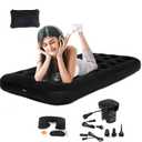 Twin Size Single Camping Air Mattress Bed with Air Pump,75"x 39"Thickened Portable Inflatable Mattress Blow Up Air Mattress,Travel Sleeping Bed Pad for Camping Home Hiking(Black)