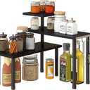 GHWIE Corner Shelf Organizer, 3 Tier Bamboo Kitchen Countertop Rack for Living Room, Office, Bookshelf Display Shelves, Space Saving Storage Shelves,Black