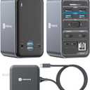 TobenONE USB C Docking Station Dual Monitor with 100W GaN Charger, Laptop Dual HDMI Docking Station with 7 USB, SD/TF, Ethernet, and Audio/Mic, 15 in 1 USB C Dock for Windows, and ChromeOS