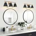 3-Light Black and Gold Vanity Lights, Farmhouse Bathroom Light Fixtures Over Mirror with Metal Shade, 23 Inch Modern Bathroom Wall Sconce Lighting for Bathroom, Bedroom