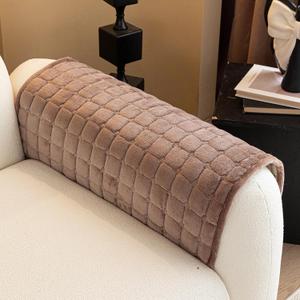 Velvet Couch Cover, Plush Sectional Sofa Cover Washable, Anti Slip Sofa Slipcover for Armrest & Backrest, Furniture Protector Covers for Pets & Kids(1PC, Black, 27.6"27.6", Single Seater) (Dark Brown)