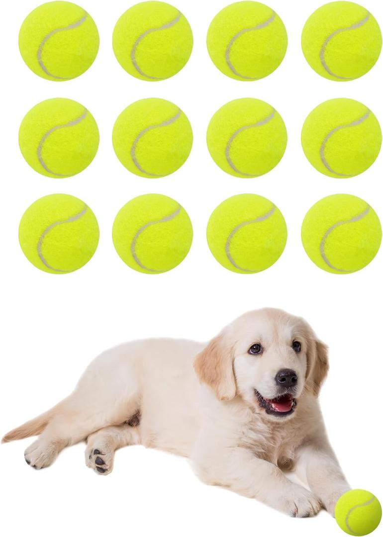 Elevon Tennis Balls for Small and Medium Size Dogs, 2" Mini Tennis Balls for Indoor Outdoor, Compatible with Dog Ball Launcher (12 Pcs)