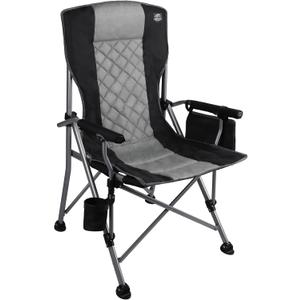 Folding Padded Camping Chair with Hard Armrest,Cup Holder,Heavy Duty for Adults,Paded Backrest,Portable Lawn Lightweight Outdoor Camp Chair,Support up to 400lbs, 22.8 X 23.6 X 35.8 inch