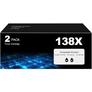138X Black Toner Cartridge Pro MFP 3101fdw Black Toner Compatible for HP 138X Black Toner Cartridge for HP138X W1380X for Pro 3001dw 3101sdw Toner 2 Pack (with Chip) (High Yield)