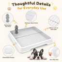 Dog Litter Box, Indoor Puppy Potty Tray with Stainless Steel Grate, White