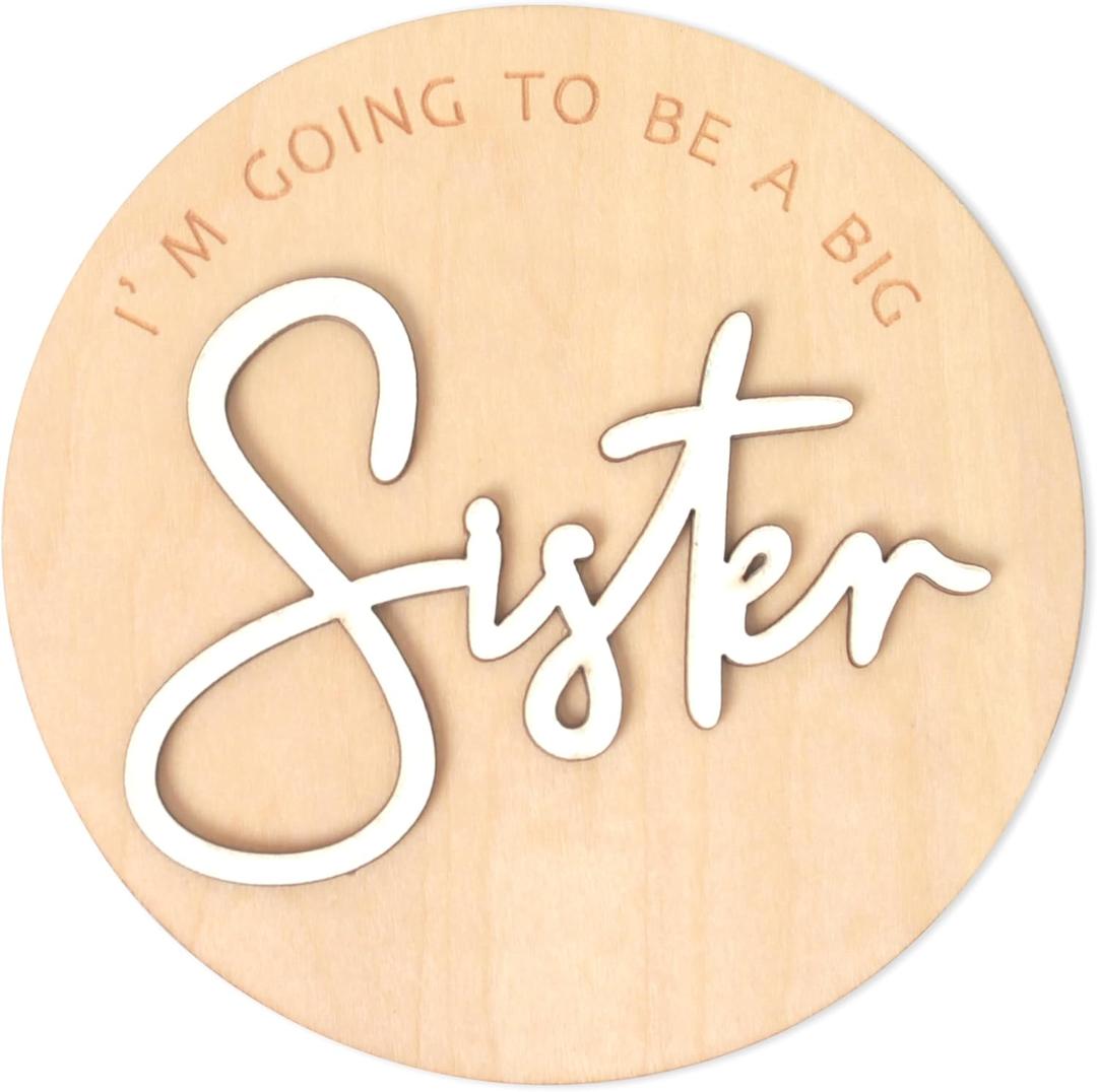 Personalized Baby Announcement PlaqueBaby Boy/Girl Nursery Wooden SignGender Reveal Party DecorationsBaby Birth Announcement SignBaby Shower Nursery Gift Plaque (Sister)