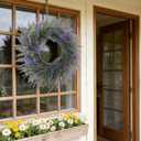 26" Lavender Wreath for Front Door, Spring Summer Lavender Door Wreath with Eucalyptus Leaves Purple Flower Wreath All Seasons for Indoor Outdoor Home Door Wall Farmhouse Decor