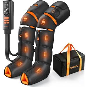 Leg Massager with Heat and Compression for Circulation Pain Relief | Sequential Air Compression Boots with Heated Knee, 9 Intensity , 6 Modes, 3 Heat, Foot Calf Thigh Massage, Pressure Sensor